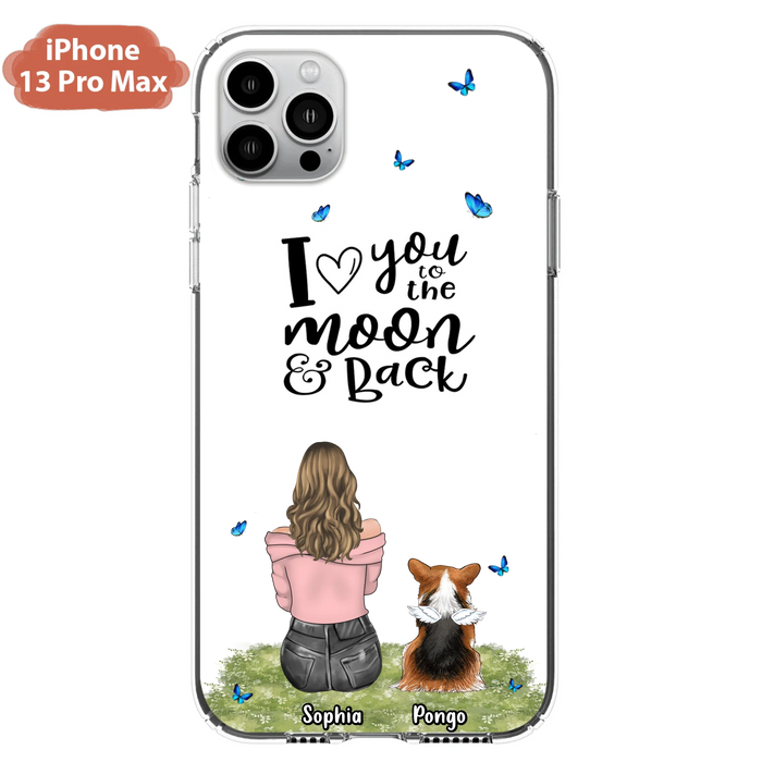 Personalized Dog Phone Case - Up to 4 Dogs - Gift Idea For Dog Owners - I Love You To The Moon & Back - Case For iPhone/Samsung