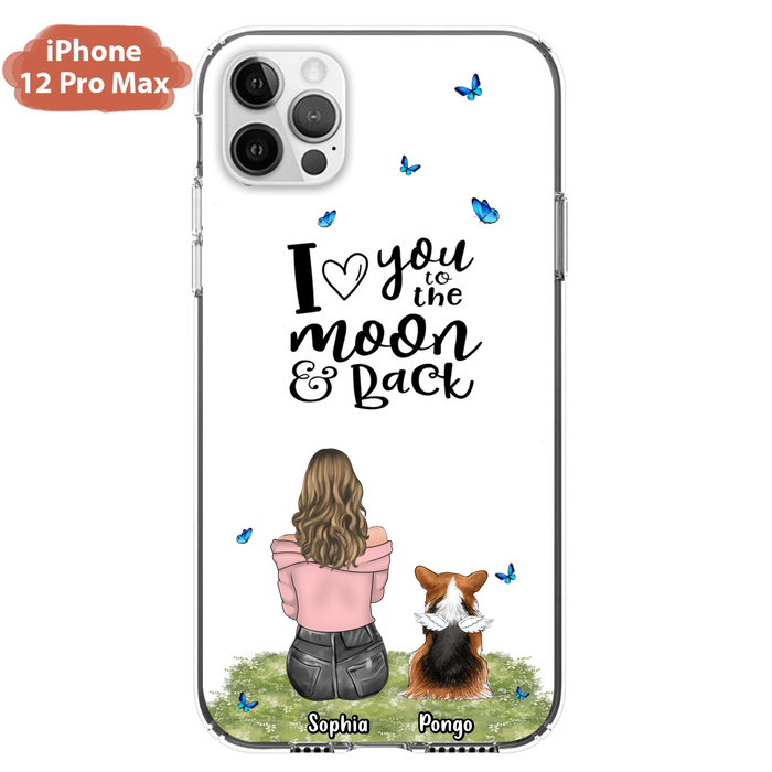 Personalized Dog Phone Case - Up to 4 Dogs - Gift Idea For Dog Owners - I Love You To The Moon & Back - Case For iPhone/Samsung