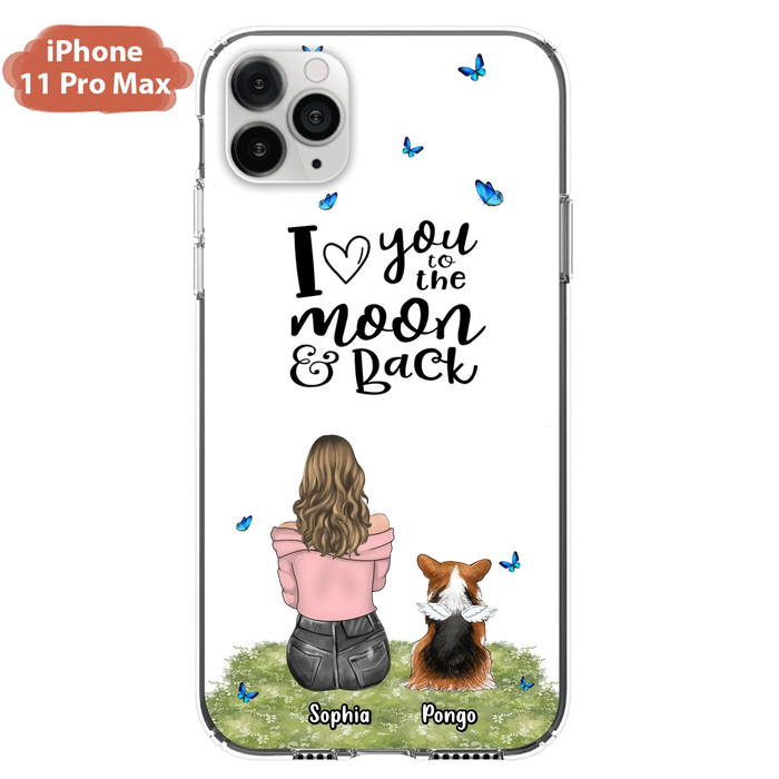 Personalized Dog Phone Case - Up to 4 Dogs - Gift Idea For Dog Owners - I Love You To The Moon & Back - Case For iPhone/Samsung