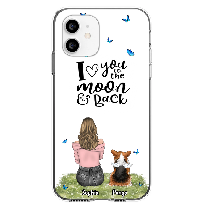 Personalized Dog Phone Case - Up to 4 Dogs - Gift Idea For Dog Owners - I Love You To The Moon & Back - Case For iPhone/Samsung