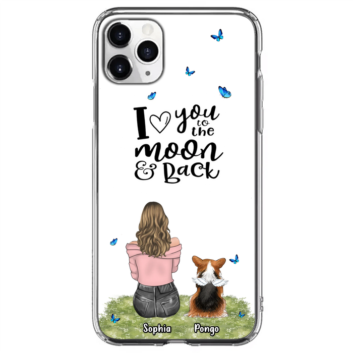 Personalized Dog Phone Case - Up to 4 Dogs - Gift Idea For Dog Owners - I Love You To The Moon & Back - Case For iPhone/Samsung