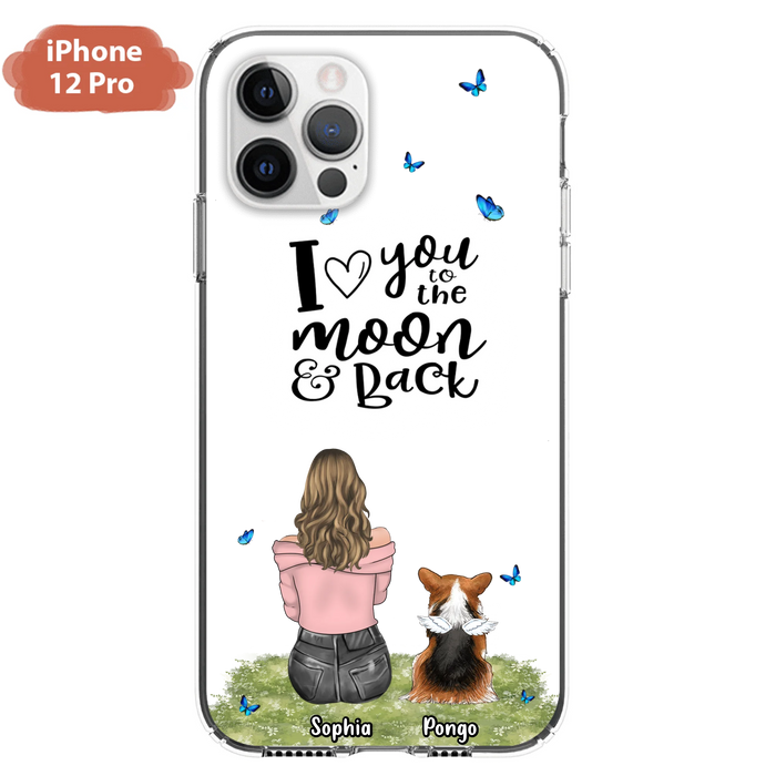 Personalized Dog Phone Case - Up to 4 Dogs - Gift Idea For Dog Owners - I Love You To The Moon & Back - Case For iPhone/Samsung