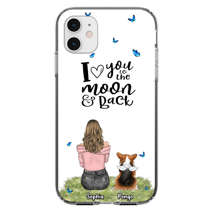 Personalized Dog Phone Case - Up to 4 Dogs - Gift Idea For Dog Owners - I Love You To The Moon & Back - Case For iPhone/Samsung