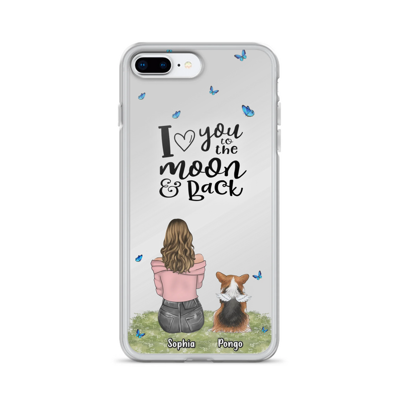 Personalized Dog Phone Case - Up to 4 Dogs - Gift Idea For Dog Owners - I Love You To The Moon & Back - Case For iPhone/Samsung