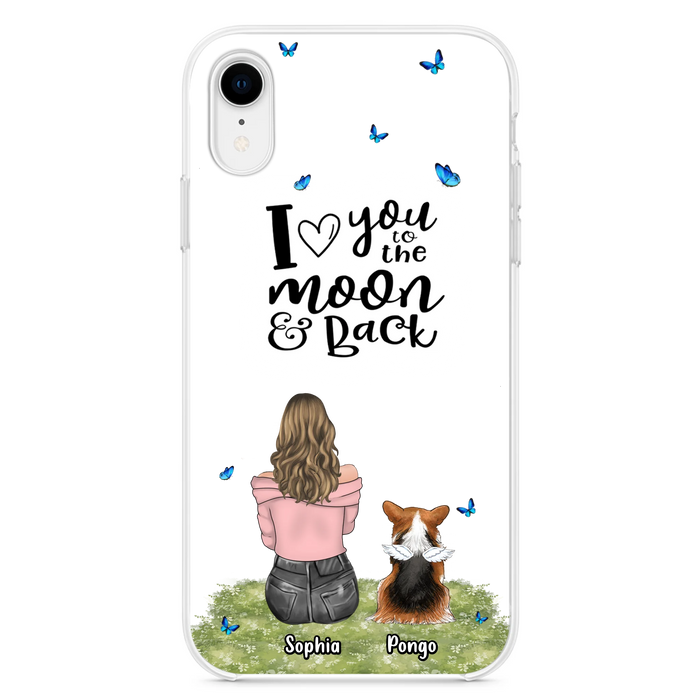 Personalized Dog Phone Case - Up to 4 Dogs - Gift Idea For Dog Owners - I Love You To The Moon & Back - Case For iPhone/Samsung