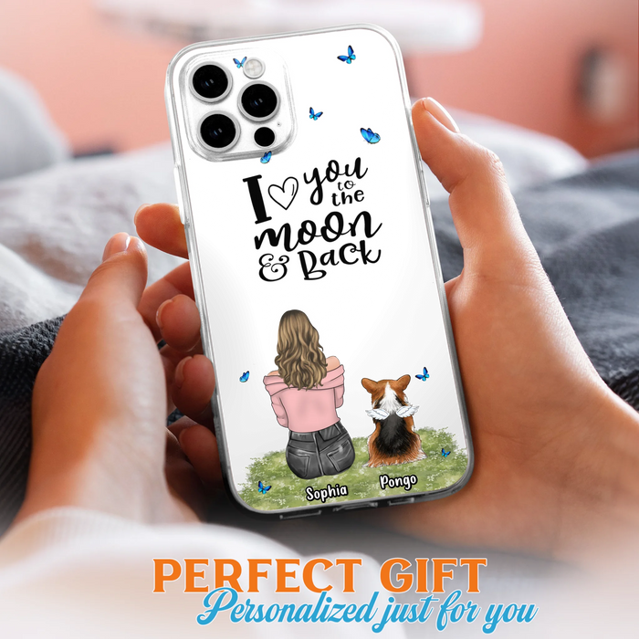 Personalized Dog Phone Case - Up to 4 Dogs - Gift Idea For Dog Owners - I Love You To The Moon & Back - Case For iPhone/Samsung
