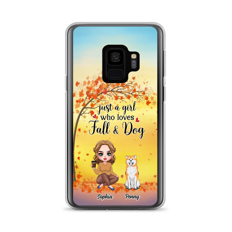 Personalized Dog Mom Phone Case - Gift Idea For Dog Lovers/Autumn Gift - Up to 4 Dogs - Just A Girl Who Loves Fall & Dogs - Case For iPhone/Samsung