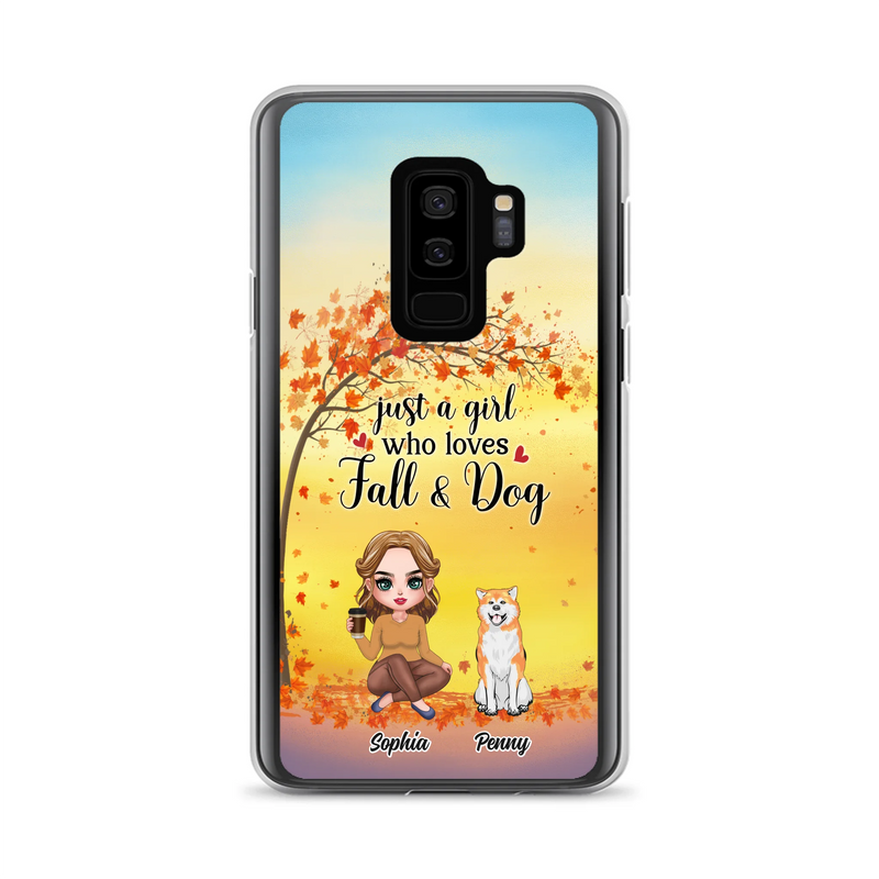 Personalized Dog Mom Phone Case - Gift Idea For Dog Lovers/Autumn Gift - Up to 4 Dogs - Just A Girl Who Loves Fall & Dogs - Case For iPhone/Samsung