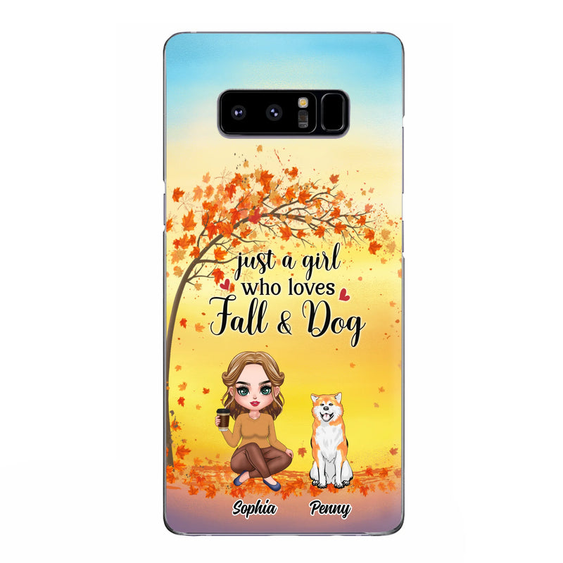 Personalized Dog Mom Phone Case - Gift Idea For Dog Lovers/Autumn Gift - Up to 4 Dogs - Just A Girl Who Loves Fall & Dogs - Case For iPhone/Samsung
