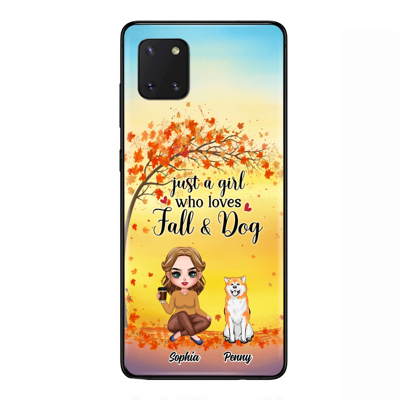 Personalized Dog Mom Phone Case - Gift Idea For Dog Lovers/Autumn Gift - Up to 4 Dogs - Just A Girl Who Loves Fall & Dogs - Case For iPhone/Samsung