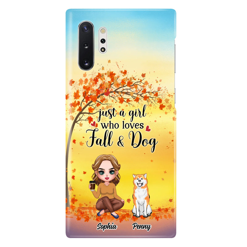 Personalized Dog Mom Phone Case - Gift Idea For Dog Lovers/Autumn Gift - Up to 4 Dogs - Just A Girl Who Loves Fall & Dogs - Case For iPhone/Samsung