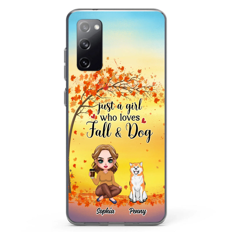 Personalized Dog Mom Phone Case - Gift Idea For Dog Lovers/Autumn Gift - Up to 4 Dogs - Just A Girl Who Loves Fall & Dogs - Case For iPhone/Samsung