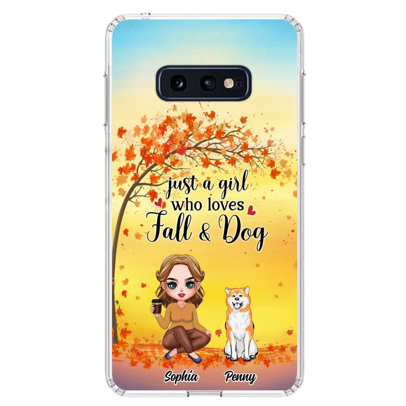 Personalized Dog Mom Phone Case - Gift Idea For Dog Lovers/Autumn Gift - Up to 4 Dogs - Just A Girl Who Loves Fall & Dogs - Case For iPhone/Samsung