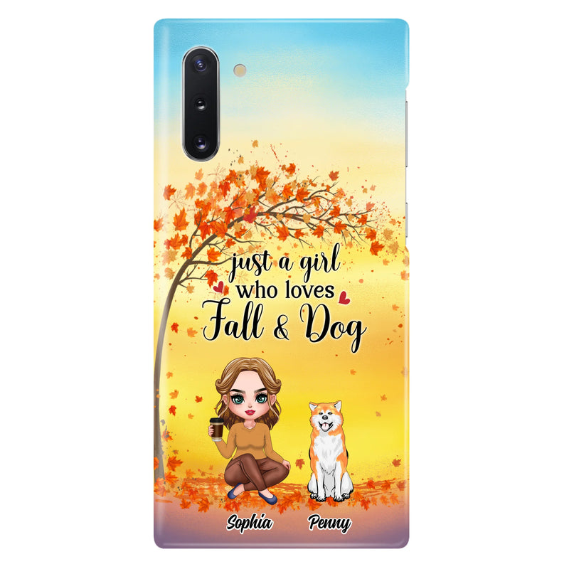 Personalized Dog Mom Phone Case - Gift Idea For Dog Lovers/Autumn Gift - Up to 4 Dogs - Just A Girl Who Loves Fall & Dogs - Case For iPhone/Samsung