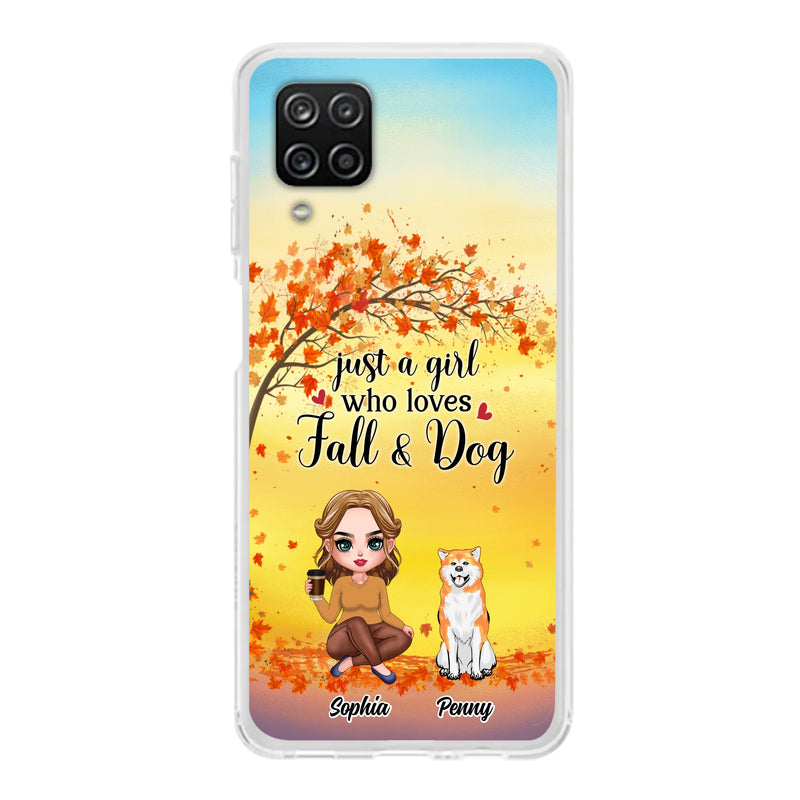 Personalized Dog Mom Phone Case - Gift Idea For Dog Lovers/Autumn Gift - Up to 4 Dogs - Just A Girl Who Loves Fall & Dogs - Case For iPhone/Samsung