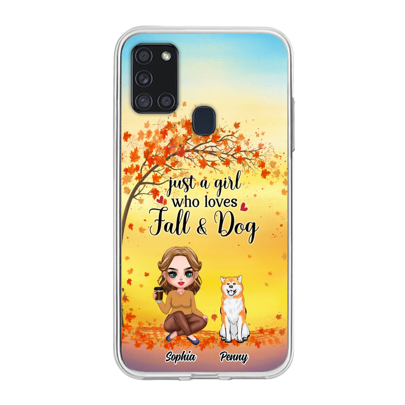 Personalized Dog Mom Phone Case - Gift Idea For Dog Lovers/Autumn Gift - Up to 4 Dogs - Just A Girl Who Loves Fall & Dogs - Case For iPhone/Samsung