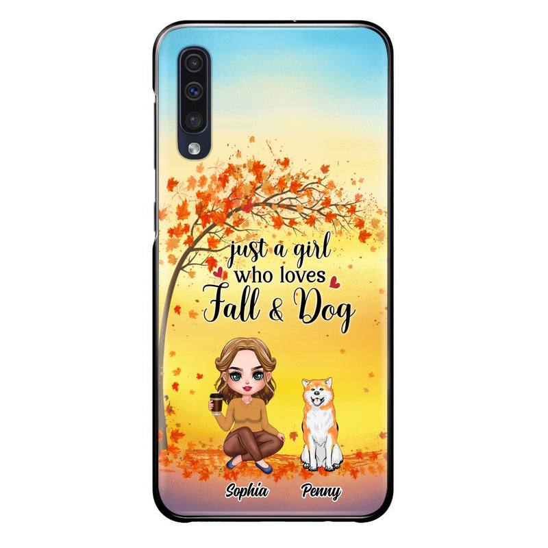 Personalized Dog Mom Phone Case - Gift Idea For Dog Lovers/Autumn Gift - Up to 4 Dogs - Just A Girl Who Loves Fall & Dogs - Case For iPhone/Samsung