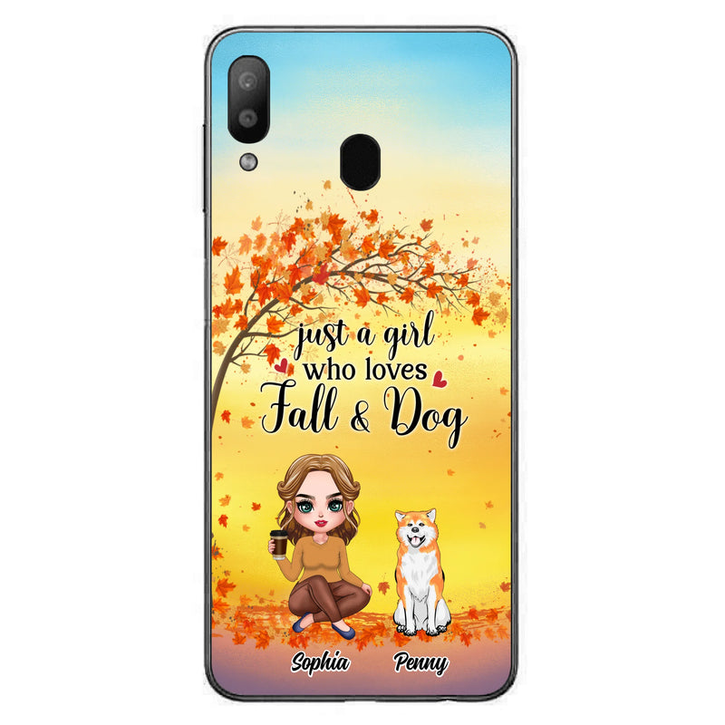 Personalized Dog Mom Phone Case - Gift Idea For Dog Lovers/Autumn Gift - Up to 4 Dogs - Just A Girl Who Loves Fall & Dogs - Case For iPhone/Samsung