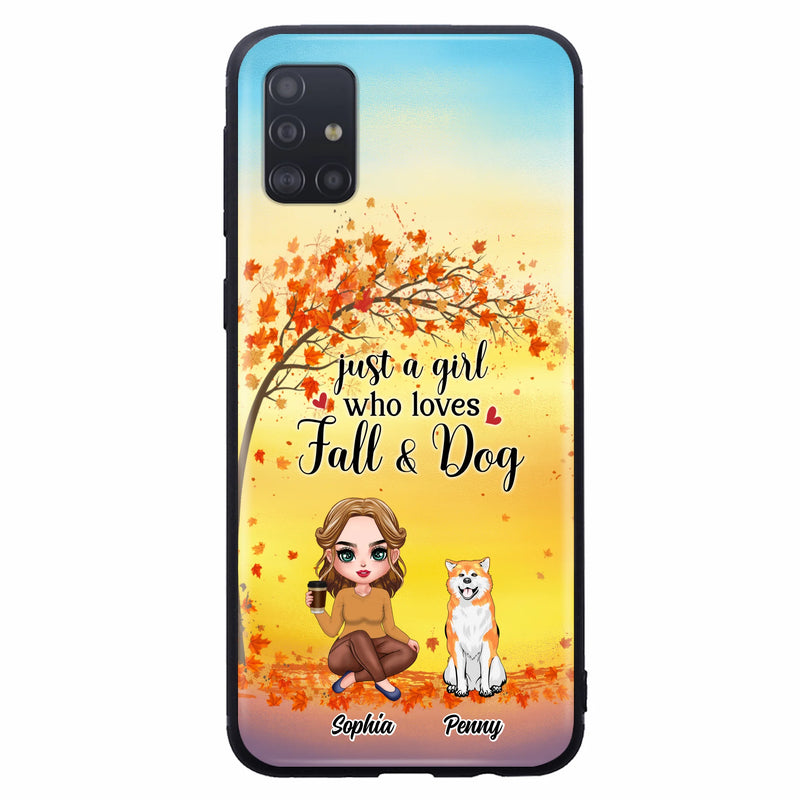 Personalized Dog Mom Phone Case - Gift Idea For Dog Lovers/Autumn Gift - Up to 4 Dogs - Just A Girl Who Loves Fall & Dogs - Case For iPhone/Samsung