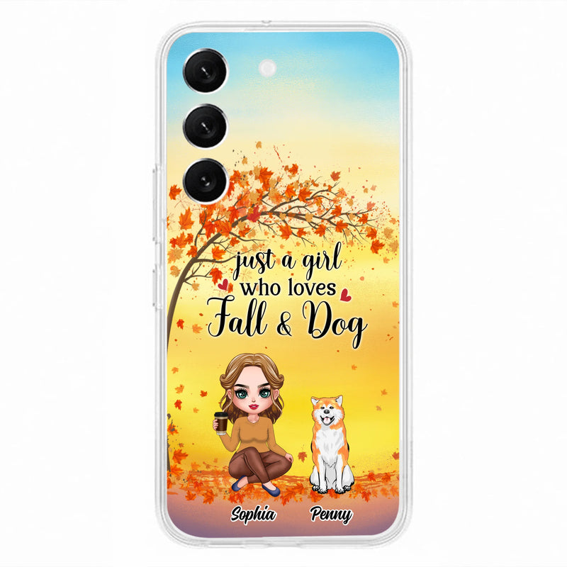 Personalized Dog Mom Phone Case - Gift Idea For Dog Lovers/Autumn Gift - Up to 4 Dogs - Just A Girl Who Loves Fall & Dogs - Case For iPhone/Samsung