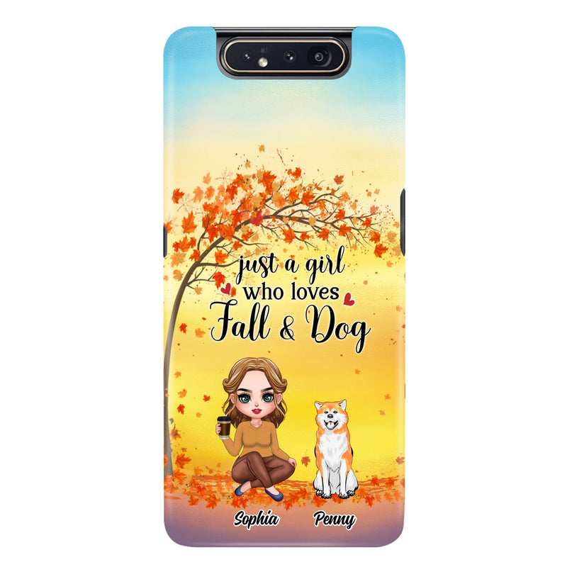 Personalized Dog Mom Phone Case - Gift Idea For Dog Lovers/Autumn Gift - Up to 4 Dogs - Just A Girl Who Loves Fall & Dogs - Case For iPhone/Samsung