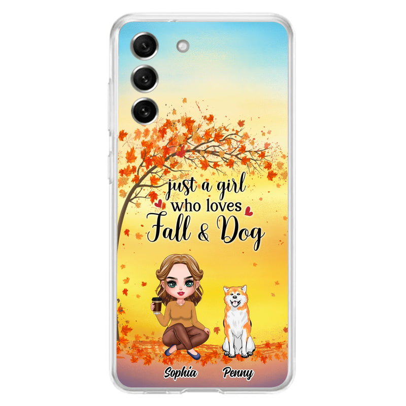 Personalized Dog Mom Phone Case - Gift Idea For Dog Lovers/Autumn Gift - Up to 4 Dogs - Just A Girl Who Loves Fall & Dogs - Case For iPhone/Samsung
