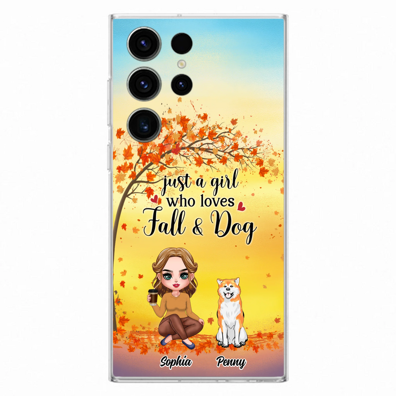 Personalized Dog Mom Phone Case - Gift Idea For Dog Lovers/Autumn Gift - Up to 4 Dogs - Just A Girl Who Loves Fall & Dogs - Case For iPhone/Samsung
