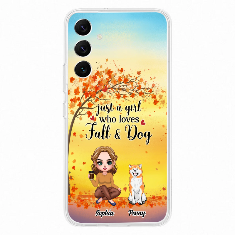 Personalized Dog Mom Phone Case - Gift Idea For Dog Lovers/Autumn Gift - Up to 4 Dogs - Just A Girl Who Loves Fall & Dogs - Case For iPhone/Samsung