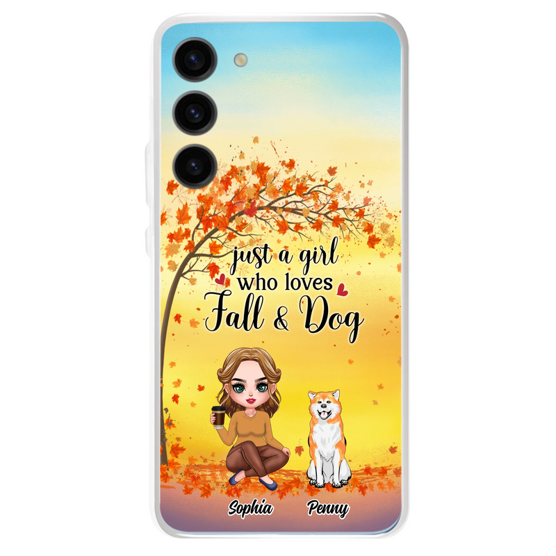Personalized Dog Mom Phone Case - Gift Idea For Dog Lovers/Autumn Gift - Up to 4 Dogs - Just A Girl Who Loves Fall & Dogs - Case For iPhone/Samsung