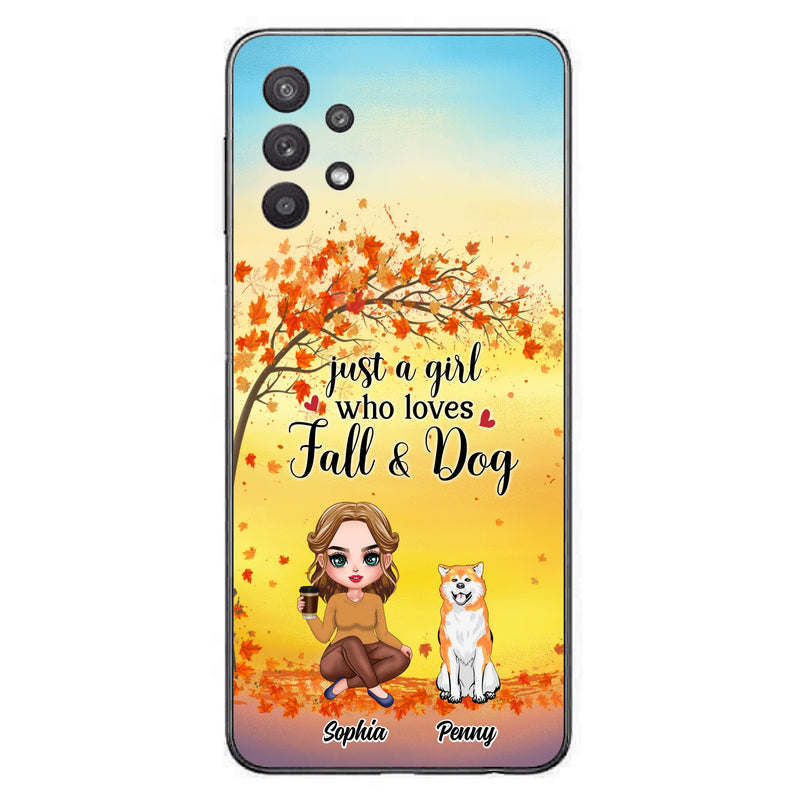 Personalized Dog Mom Phone Case - Gift Idea For Dog Lovers/Autumn Gift - Up to 4 Dogs - Just A Girl Who Loves Fall & Dogs - Case For iPhone/Samsung