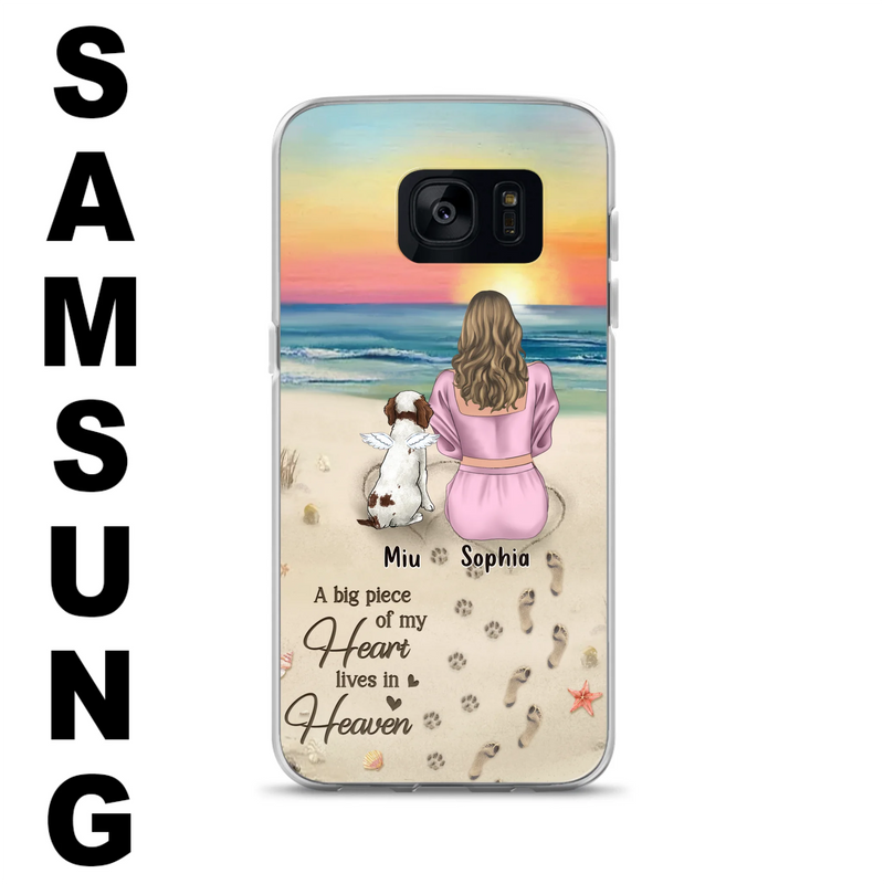 Personalized Memorial Dog Mom Phone Case - Up to 3 Dogs - Memorial Gift Idea for Dog Owners - A Big Piece Of My Heart Lives In Heaven - Case for iPhone/Samsung