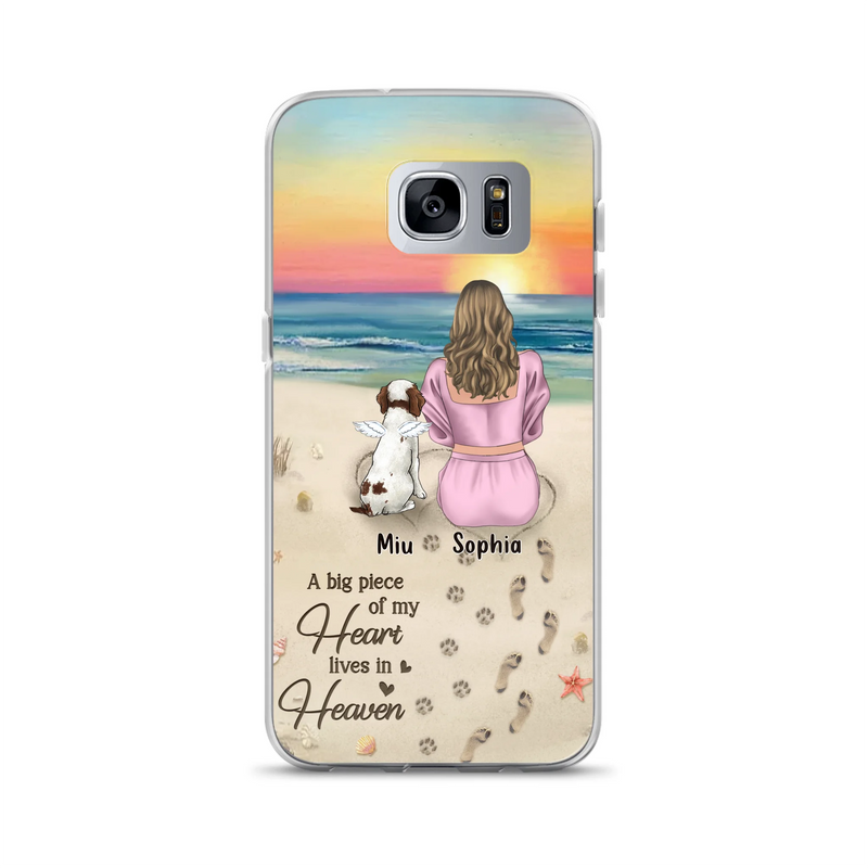 Personalized Memorial Dog Mom Phone Case - Up to 3 Dogs - Memorial Gift Idea for Dog Owners - A Big Piece Of My Heart Lives In Heaven - Case for iPhone/Samsung