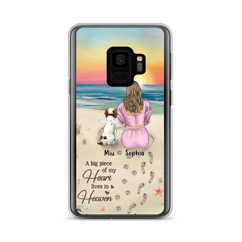 Personalized Memorial Dog Mom Phone Case - Up to 3 Dogs - Memorial Gift Idea for Dog Owners - A Big Piece Of My Heart Lives In Heaven - Case for iPhone/Samsung