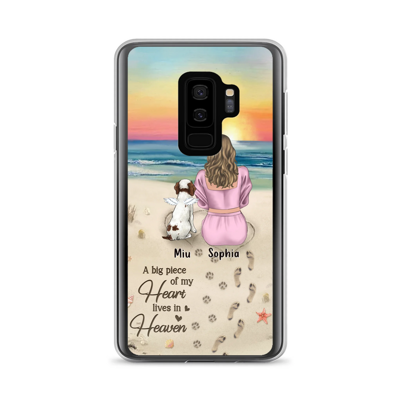 Personalized Memorial Dog Mom Phone Case - Up to 3 Dogs - Memorial Gift Idea for Dog Owners - A Big Piece Of My Heart Lives In Heaven - Case for iPhone/Samsung