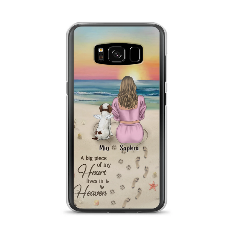Personalized Memorial Dog Mom Phone Case - Up to 3 Dogs - Memorial Gift Idea for Dog Owners - A Big Piece Of My Heart Lives In Heaven - Case for iPhone/Samsung