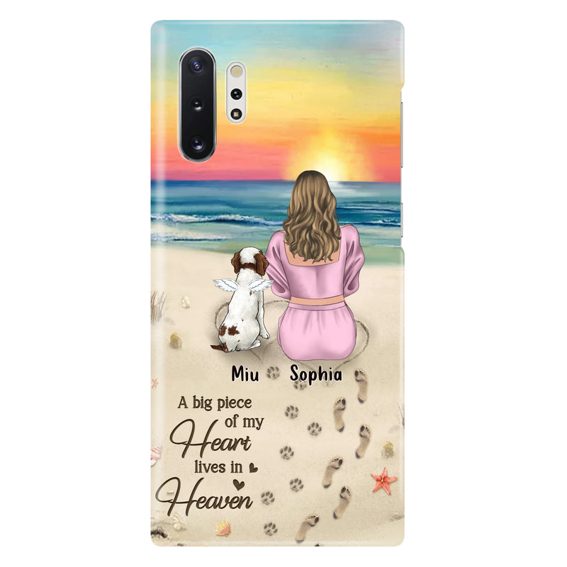 Personalized Memorial Dog Mom Phone Case - Up to 3 Dogs - Memorial Gift Idea for Dog Owners - A Big Piece Of My Heart Lives In Heaven - Case for iPhone/Samsung
