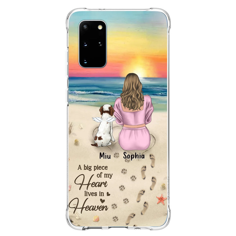 Personalized Memorial Dog Mom Phone Case - Up to 3 Dogs - Memorial Gift Idea for Dog Owners - A Big Piece Of My Heart Lives In Heaven - Case for iPhone/Samsung
