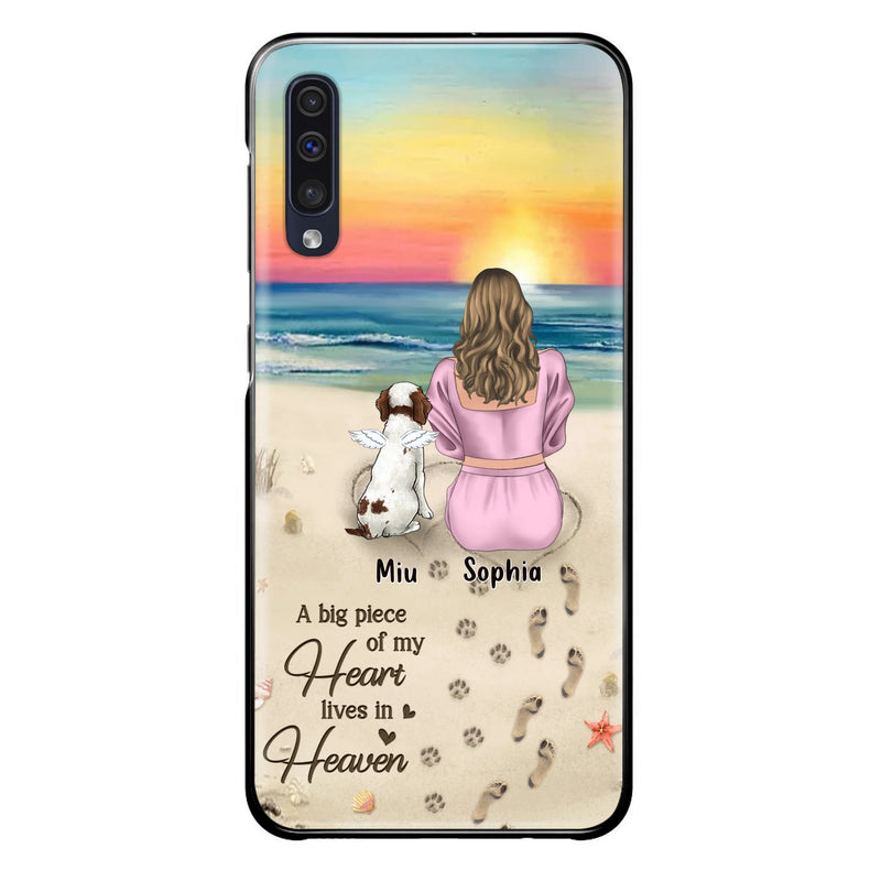 Personalized Memorial Dog Mom Phone Case - Up to 3 Dogs - Memorial Gift Idea for Dog Owners - A Big Piece Of My Heart Lives In Heaven - Case for iPhone/Samsung