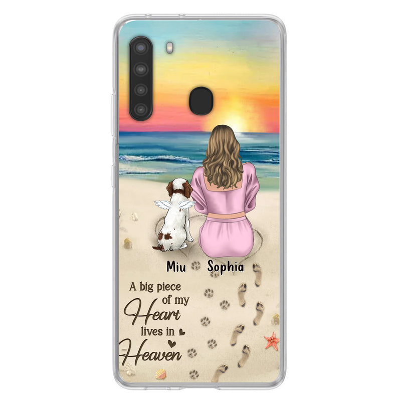 Personalized Memorial Dog Mom Phone Case - Up to 3 Dogs - Memorial Gift Idea for Dog Owners - A Big Piece Of My Heart Lives In Heaven - Case for iPhone/Samsung