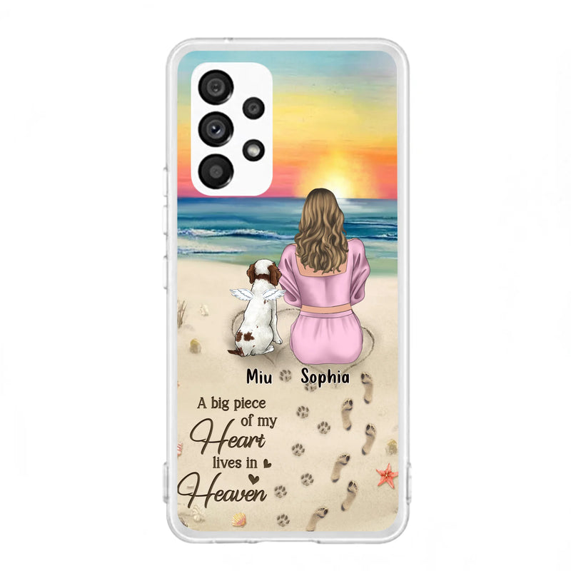 Personalized Memorial Dog Mom Phone Case - Up to 3 Dogs - Memorial Gift Idea for Dog Owners - A Big Piece Of My Heart Lives In Heaven - Case for iPhone/Samsung