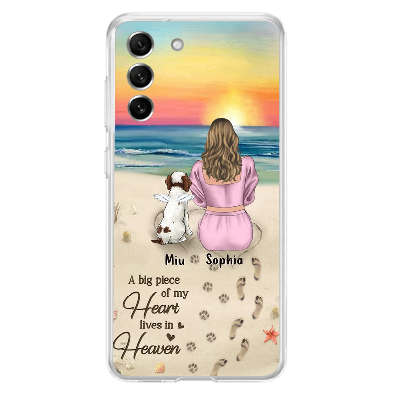 Personalized Memorial Dog Mom Phone Case - Up to 3 Dogs - Memorial Gift Idea for Dog Owners - A Big Piece Of My Heart Lives In Heaven - Case for iPhone/Samsung