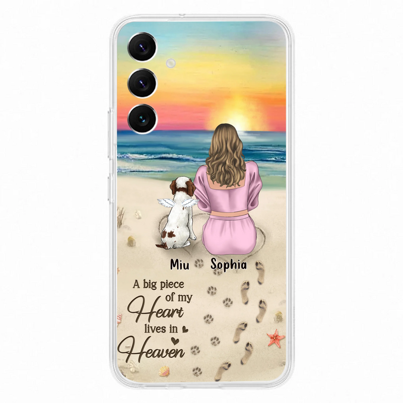 Personalized Memorial Dog Mom Phone Case - Up to 3 Dogs - Memorial Gift Idea for Dog Owners - A Big Piece Of My Heart Lives In Heaven - Case for iPhone/Samsung