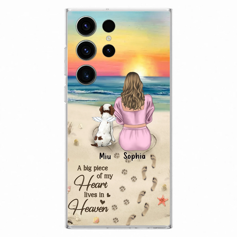 Personalized Memorial Dog Mom Phone Case - Up to 3 Dogs - Memorial Gift Idea for Dog Owners - A Big Piece Of My Heart Lives In Heaven - Case for iPhone/Samsung