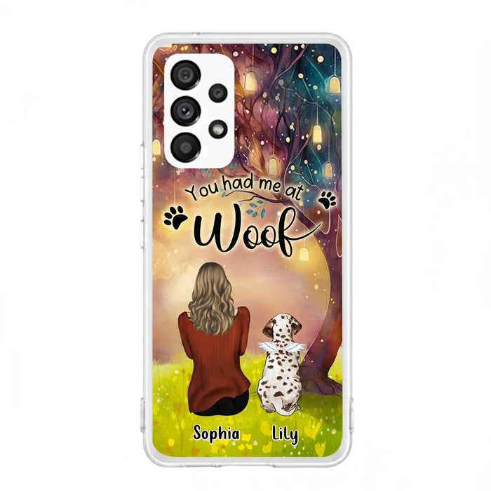 Custom Personalized Memorial Dog Mom Phone Case - Upto 3 Dogs - Memorial Gift Idea for Dog Lovers - You Had Me At Woof
