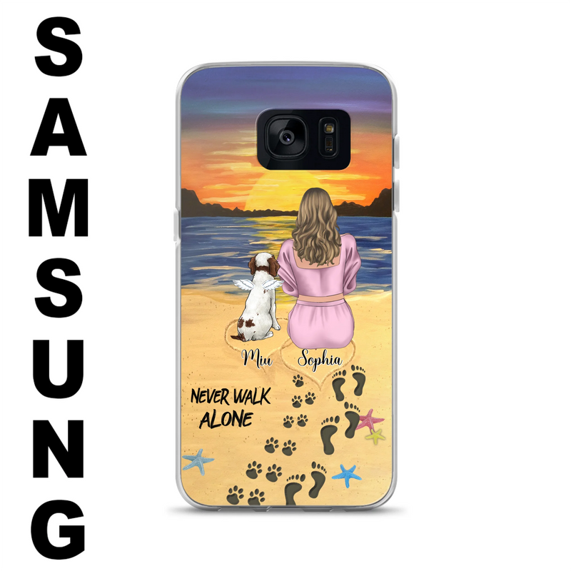 Personalized Memorial Dog Mom Phone Case - Up to 3 Dogs - Memorial Gift Idea for Dog Owners - Never Walk Alone - Case for iPhone/Samsung