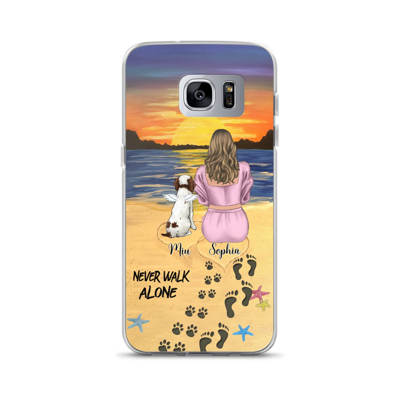 Personalized Memorial Dog Mom Phone Case - Up to 3 Dogs - Memorial Gift Idea for Dog Owners - Never Walk Alone - Case for iPhone/Samsung