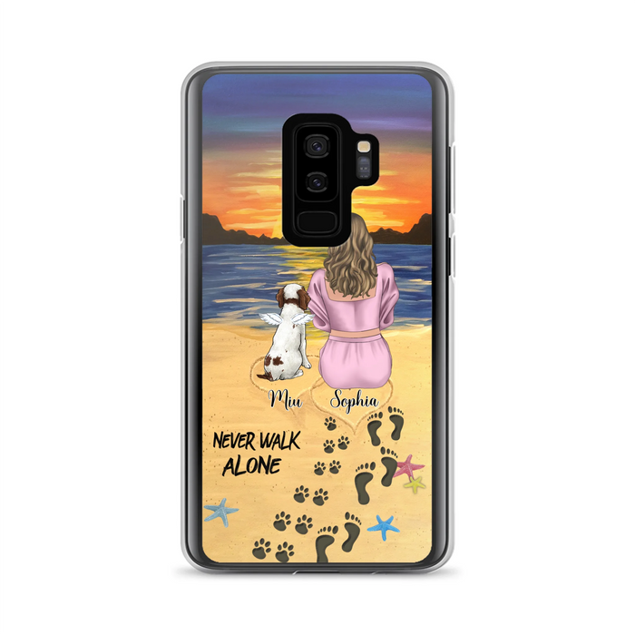 Personalized Memorial Dog Mom Phone Case - Up to 3 Dogs - Memorial Gift Idea for Dog Owners - Never Walk Alone - Case for iPhone/Samsung
