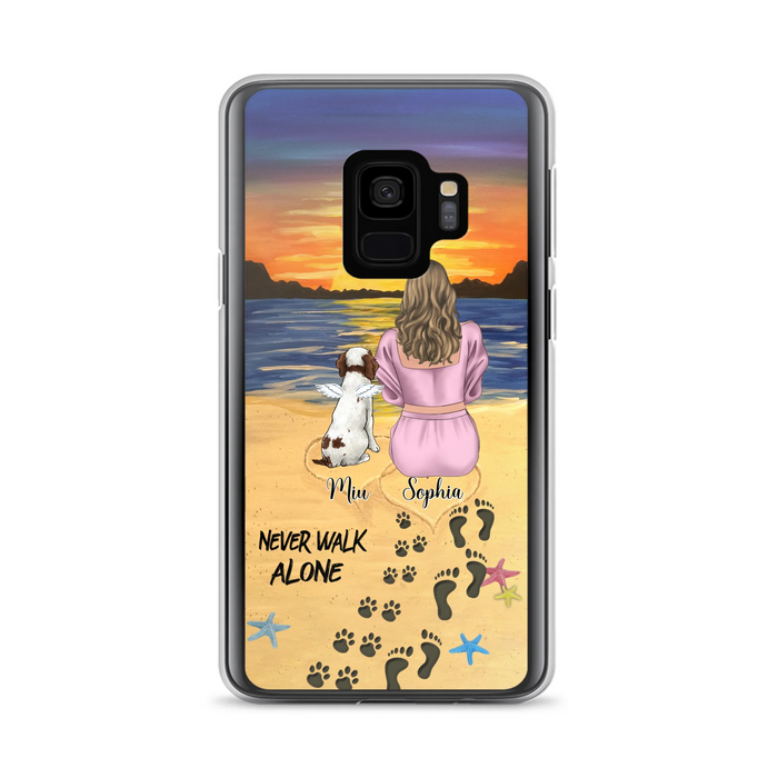 Personalized Memorial Dog Mom Phone Case - Up to 3 Dogs - Memorial Gift Idea for Dog Owners - Never Walk Alone - Case for iPhone/Samsung