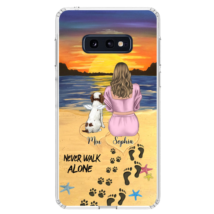 Personalized Memorial Dog Mom Phone Case - Up to 3 Dogs - Memorial Gift Idea for Dog Owners - Never Walk Alone - Case for iPhone/Samsung