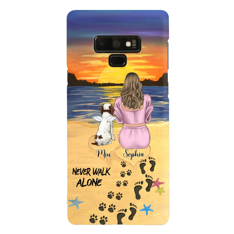 Personalized Memorial Dog Mom Phone Case - Up to 3 Dogs - Memorial Gift Idea for Dog Owners - Never Walk Alone - Case for iPhone/Samsung